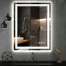 VanPokins gradient front-backlit mirror creates elegant lighting for makeup