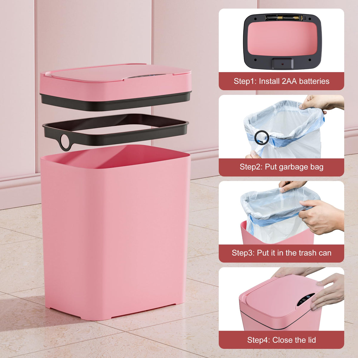 Vanpopubs bathroom setup showing the pink can beside a sink