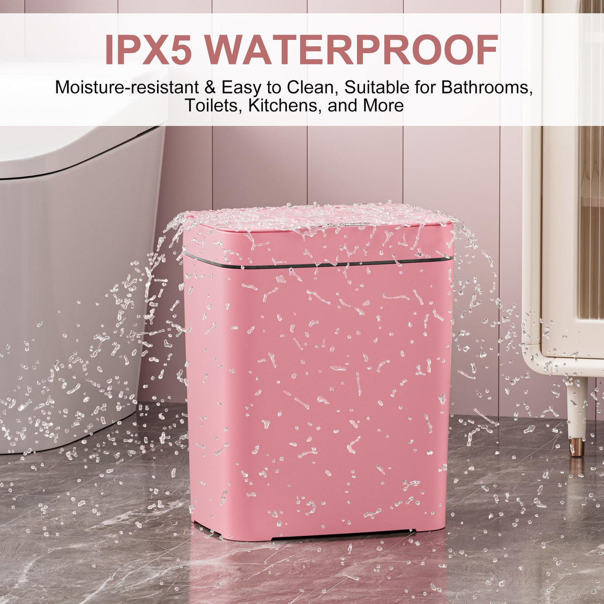 Vanpopubs waterproof trash bin resists bathroom splashes for easy cleaning