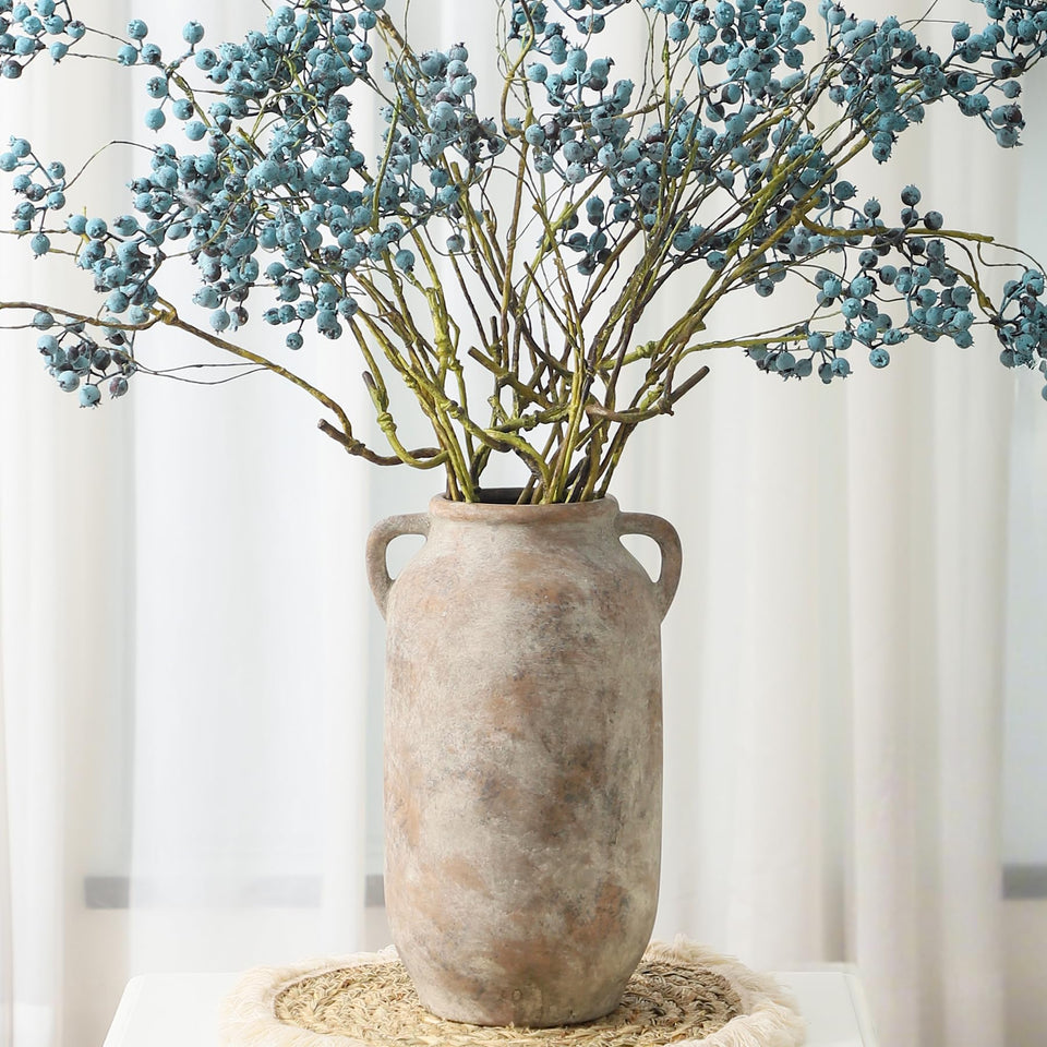 Vanselia 12-inch flower vase with handle ideal for fresh or artificial blooms.