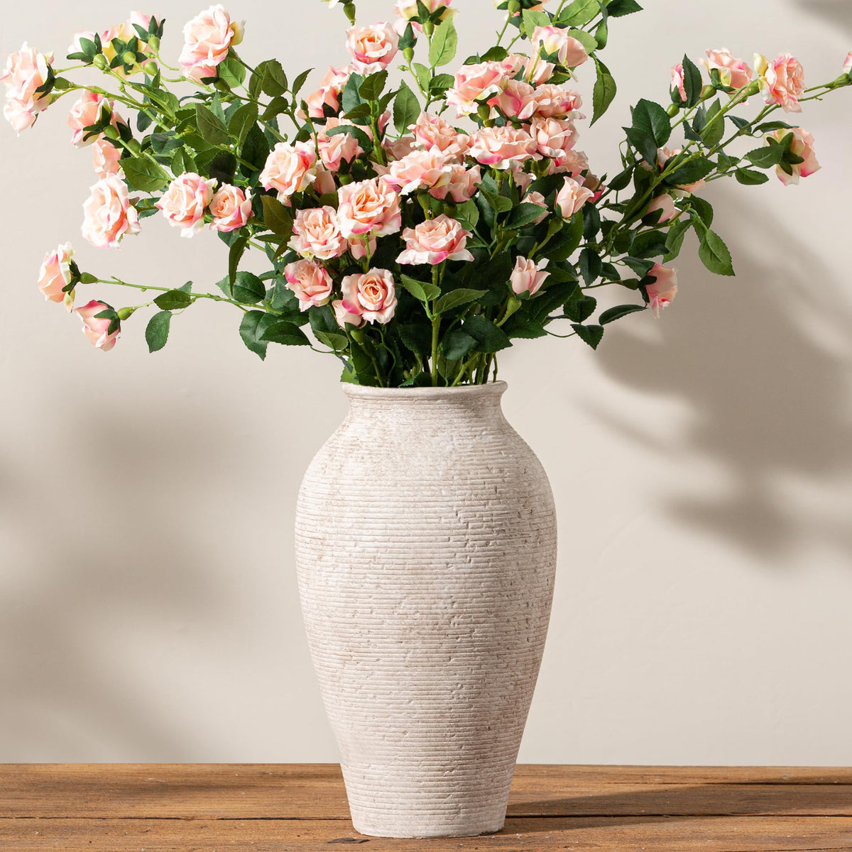 Vanselia ceramic flower vase large 11in front view enhances entryway display with timeless farmhouse charm