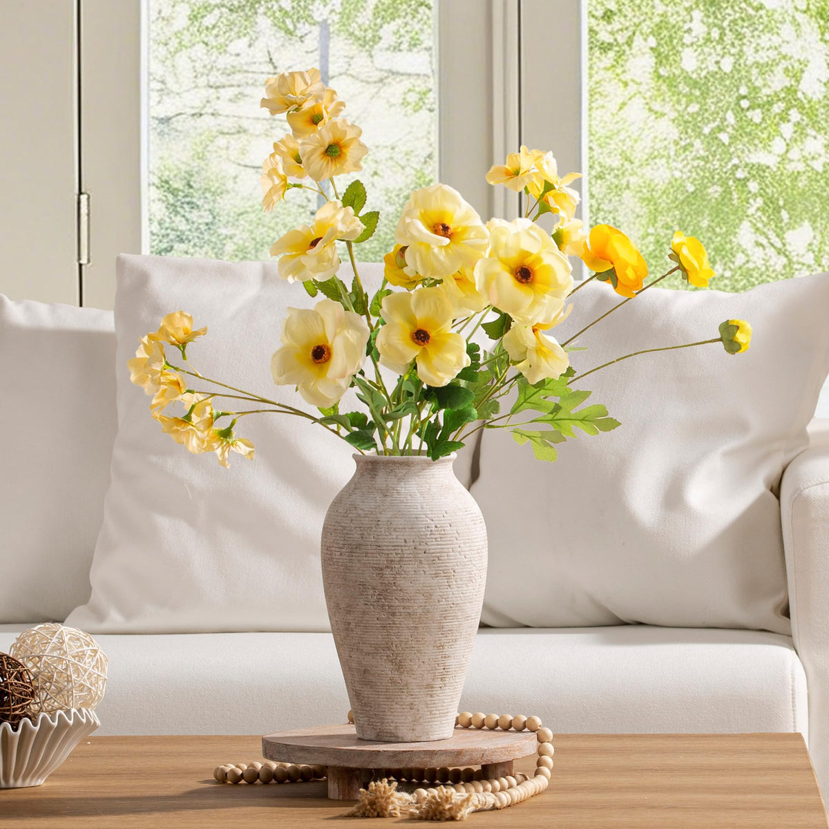 Vanselia ceramic flower vase large 11in side view fits shelves and corners beautifully