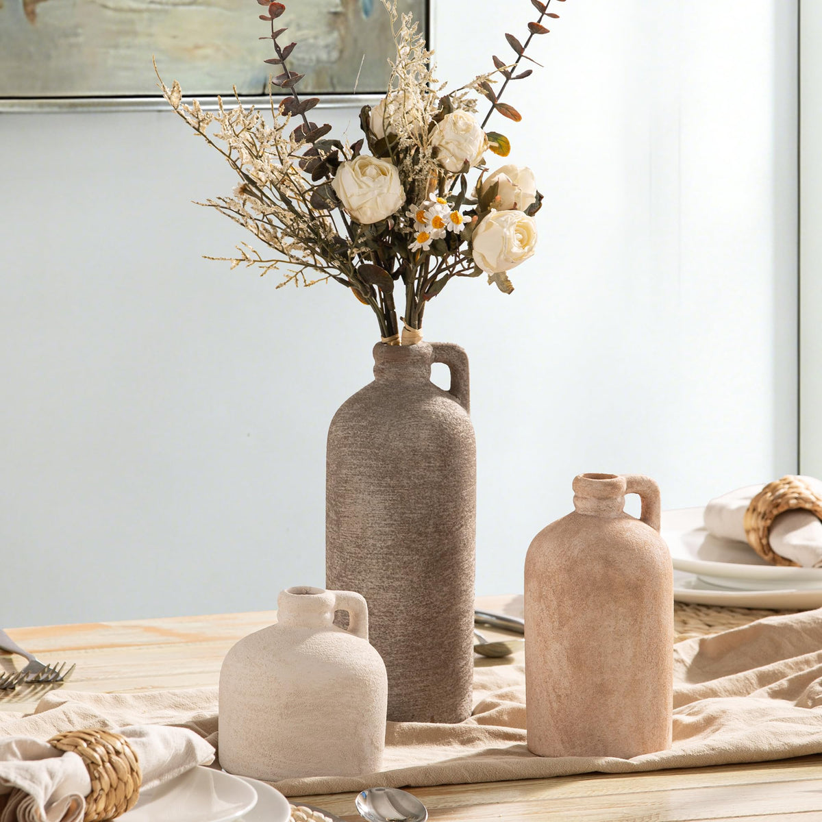 Vanselia ceramic vase with rich texture complements farmhouse or modern decor