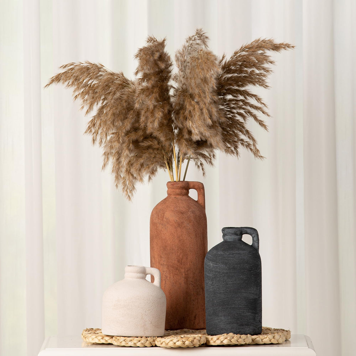 Vanselia ceramic vase set of 3 farmhouse centerpiece idea.