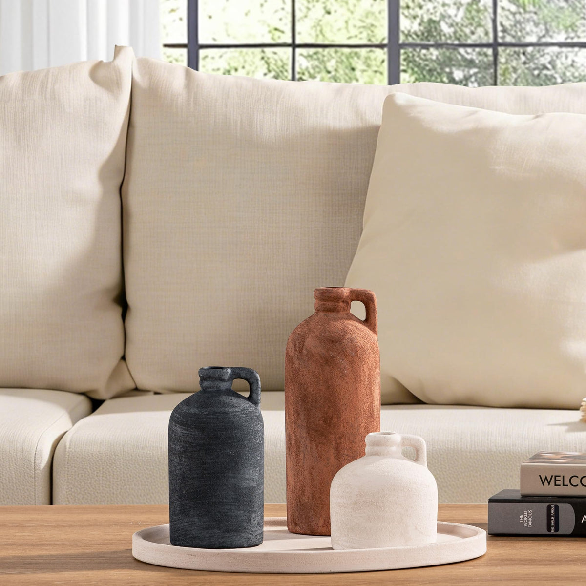 Vanselia ceramic vase set of 3 small vase ideal for desk decor.