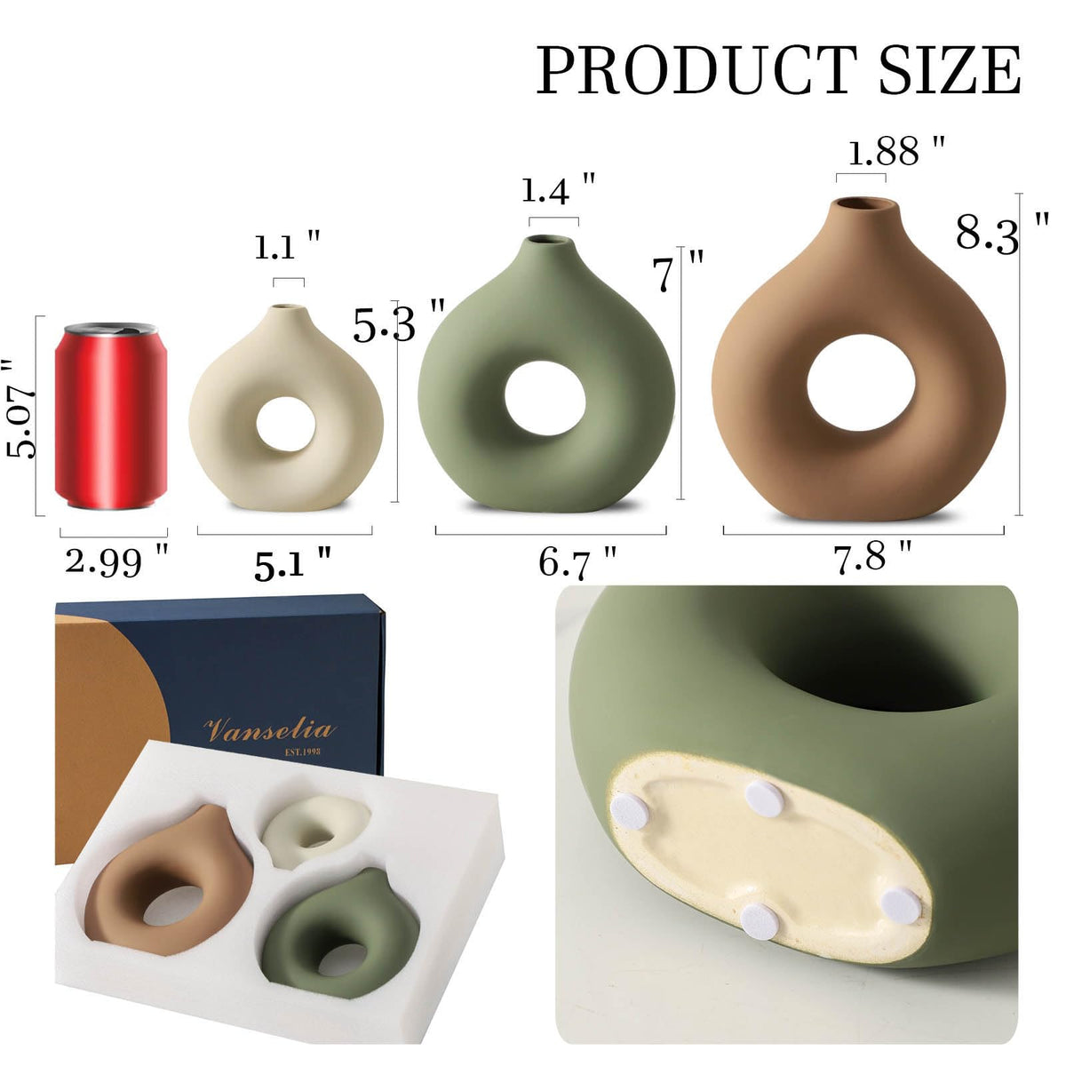 Vanselia donut-shaped ceramic vase medium for vibrant centerpieces