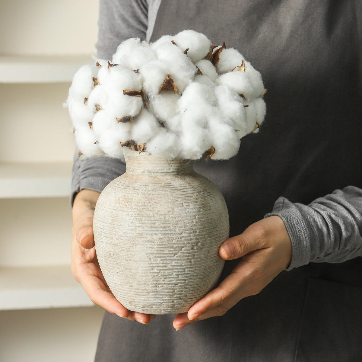 Vanselia handcrafted vase texture adds rustic charm to shelves and tables