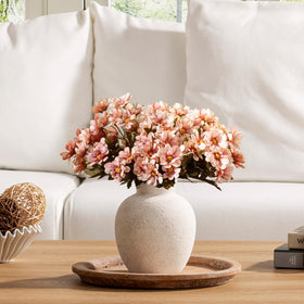 Vanselia rustic vase shown with fresh and dried stems for versatile styling.