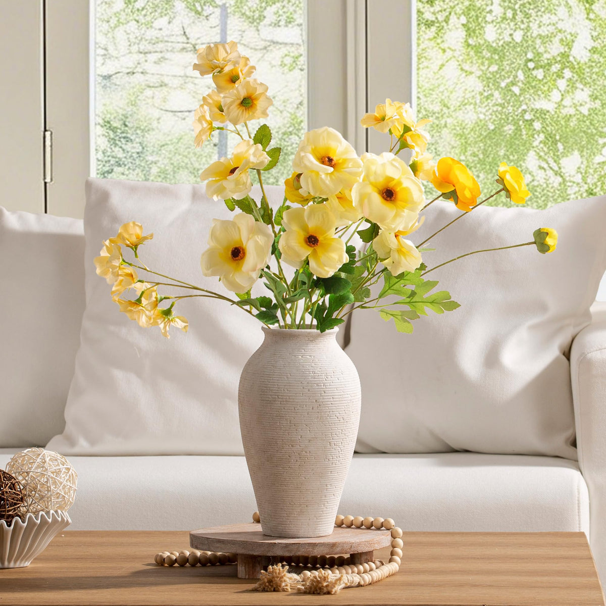 Vanselia vase with waterproof interior supports fresh or faux stems