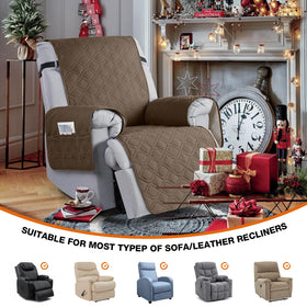 VANSOFY brown recliner cover shown in a cozy living room