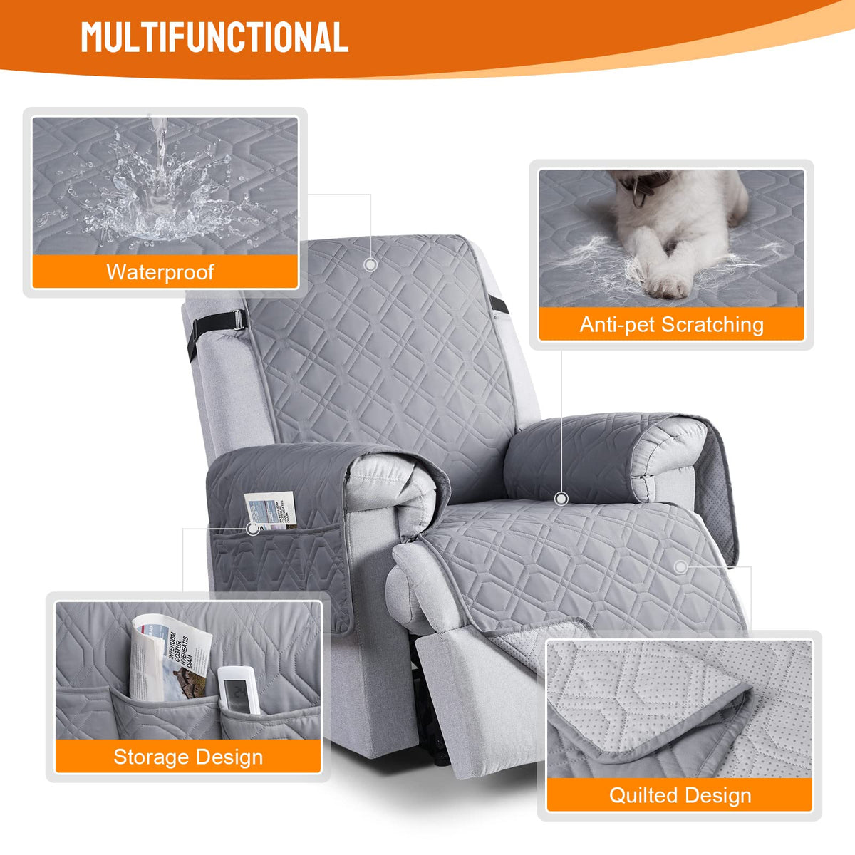 VANSOFY recliner cover anti-slip design on leather surface