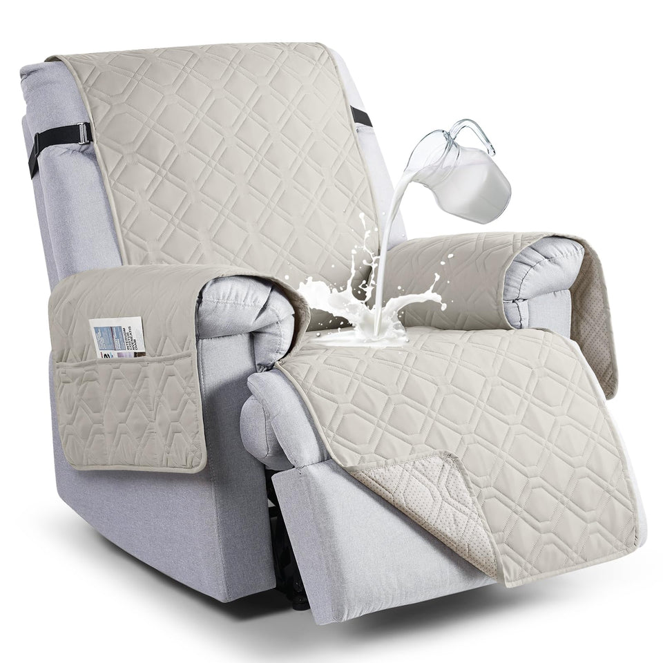 VANSOFY beige recliner cover close-up fabric showing durable waterproof layer