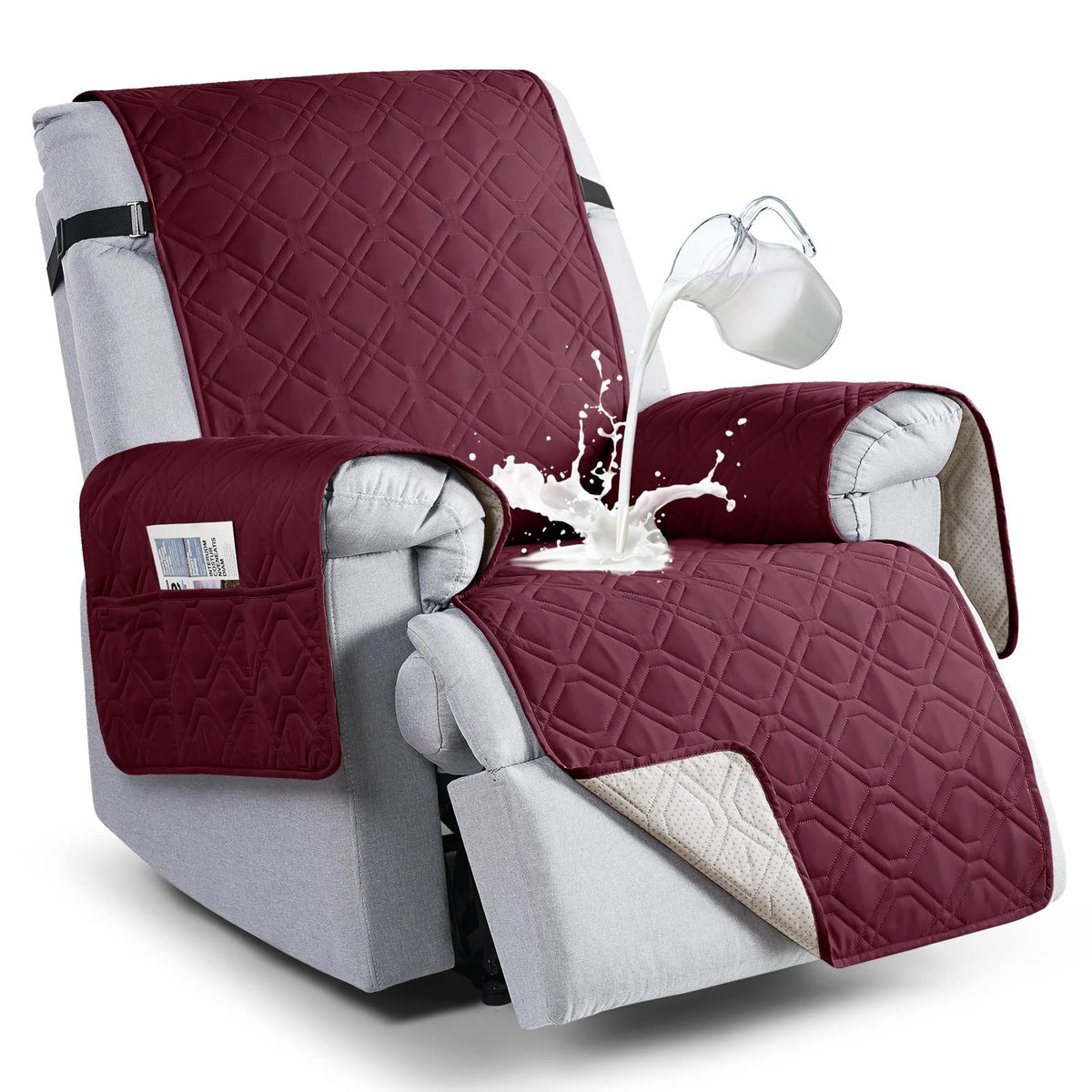 VANSOFY burgundy recliner cover protecting upholstery from pet scratches and spills