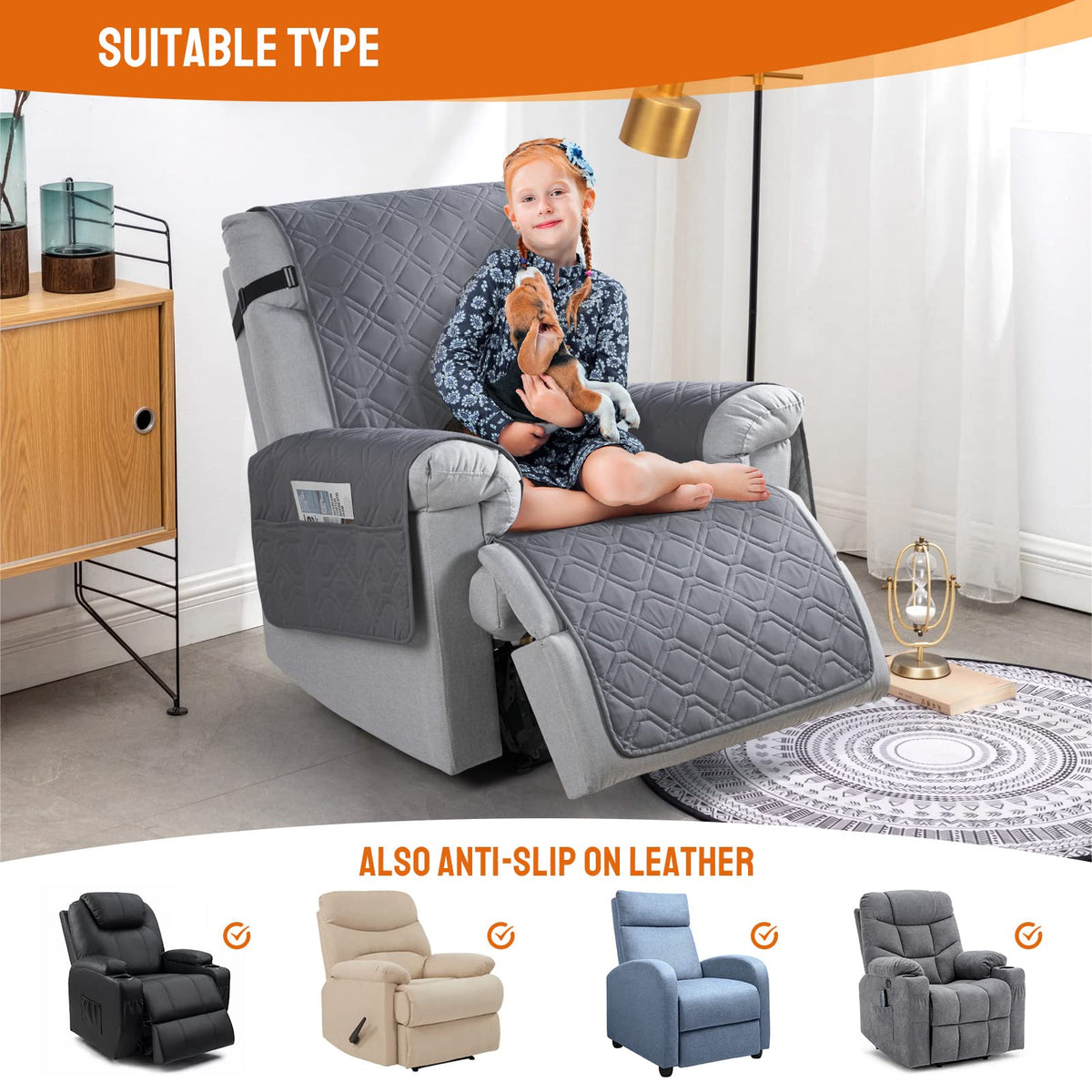 VANSOFY recliner cover durable fabric resistant to pet scratches and wear