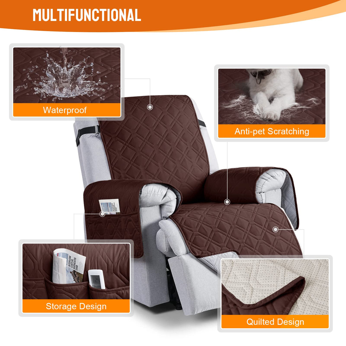 VANSOFY recliner cover easy-drape installation for quick protection.