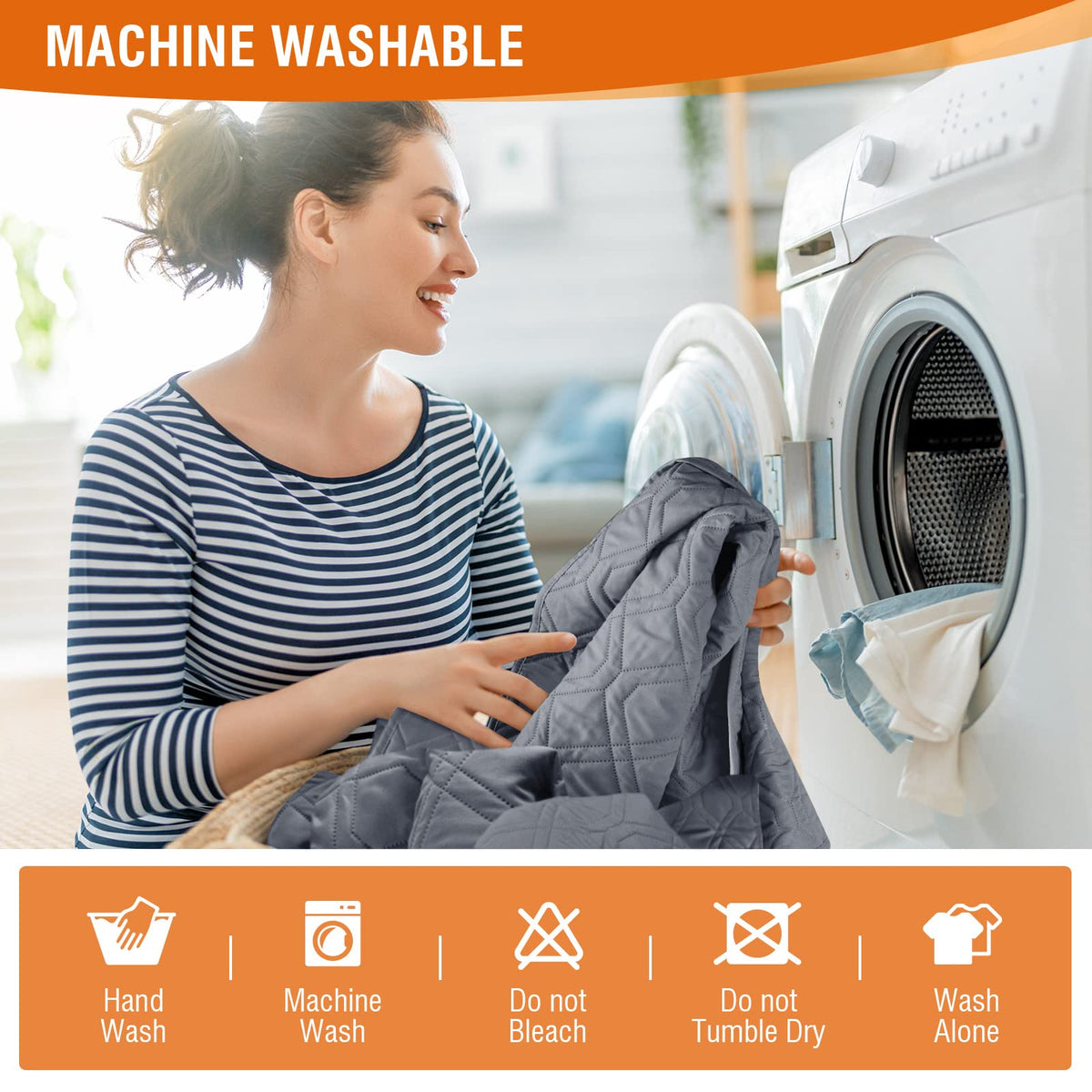 VANSOFY recliner cover is machine washable at 30°C for simple care.