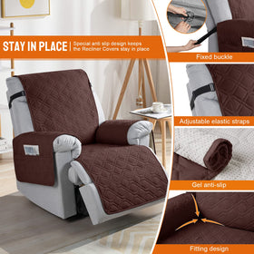 VANSOFY recliner cover pocket storage for remote and phone within reach.