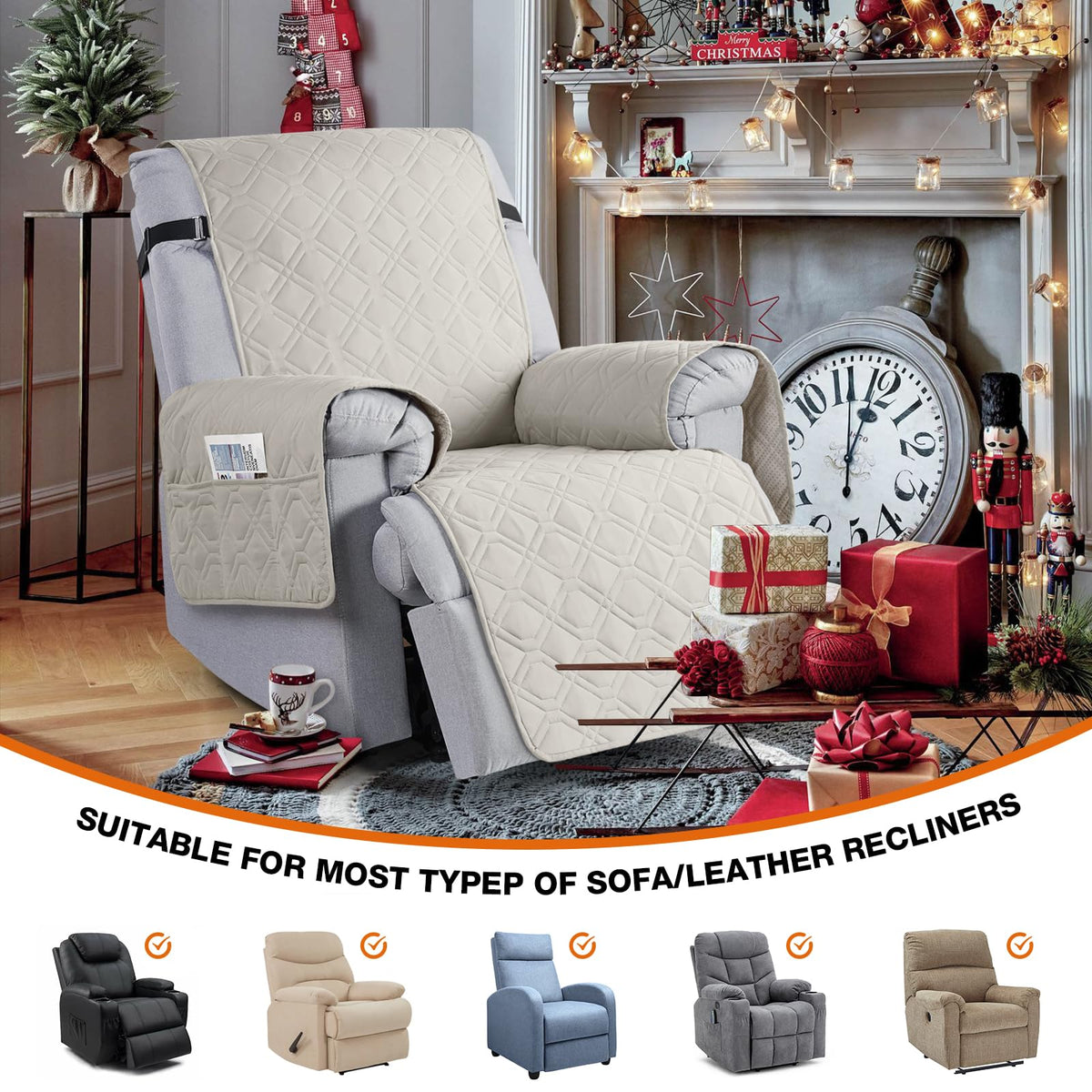 VANSOFY recliner cover pocket provides remote storage for easy reach