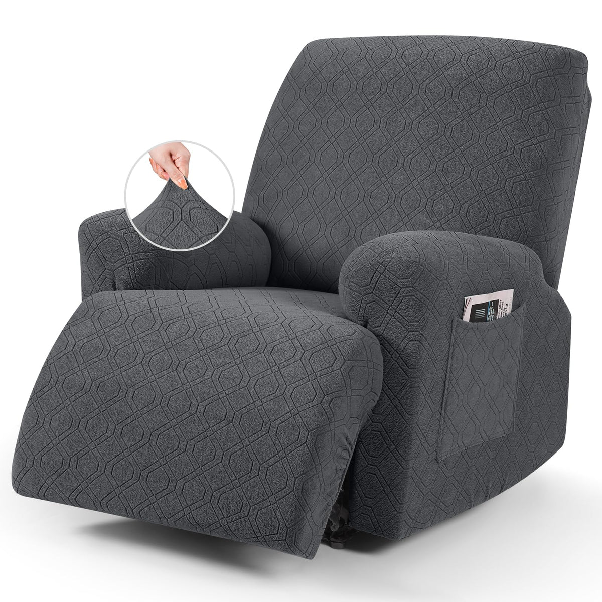 VANSOFY recliner cover set front view with snug fit and modern styling.