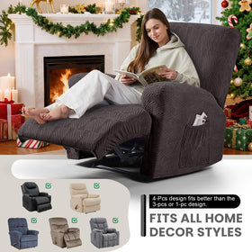 VANSOFY recliner cover side pockets for remote storage
