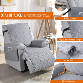 VANSOFY recliner cover with storage pockets for remote and phone