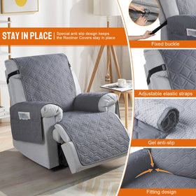 VANSOFY recliner cover features a right-side storage pocket for remotes.