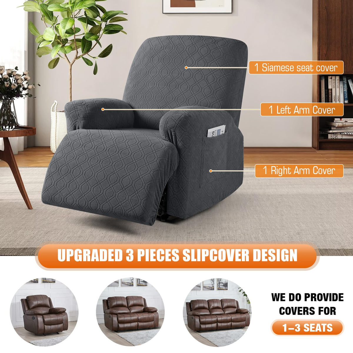 VANSOFY recliner cover strap buckles keeping cover in place during use.