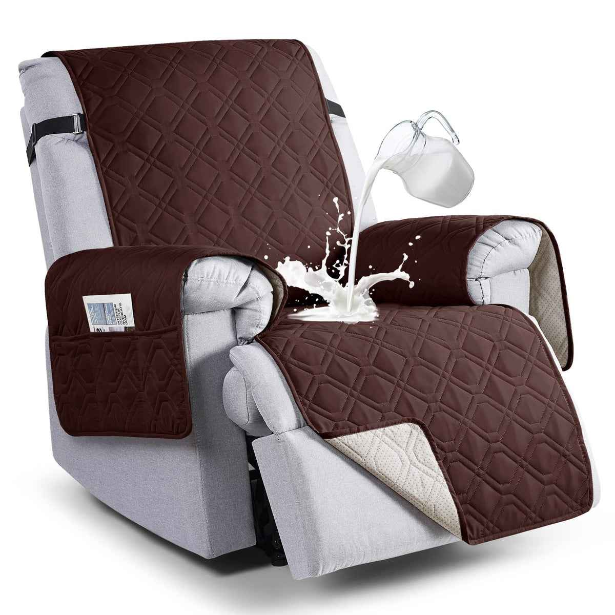 VANSOFY recliner cover waterproof coffee fabric protects against spills and pet accidents.