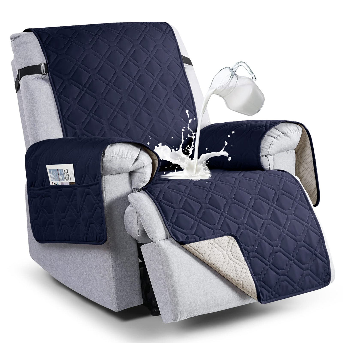 VANSOFY waterproof dark blue recliner cover protects furniture from spills.