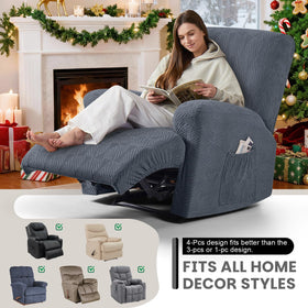VANSOFY recliner pocket detail gray keeps remotes within reach.