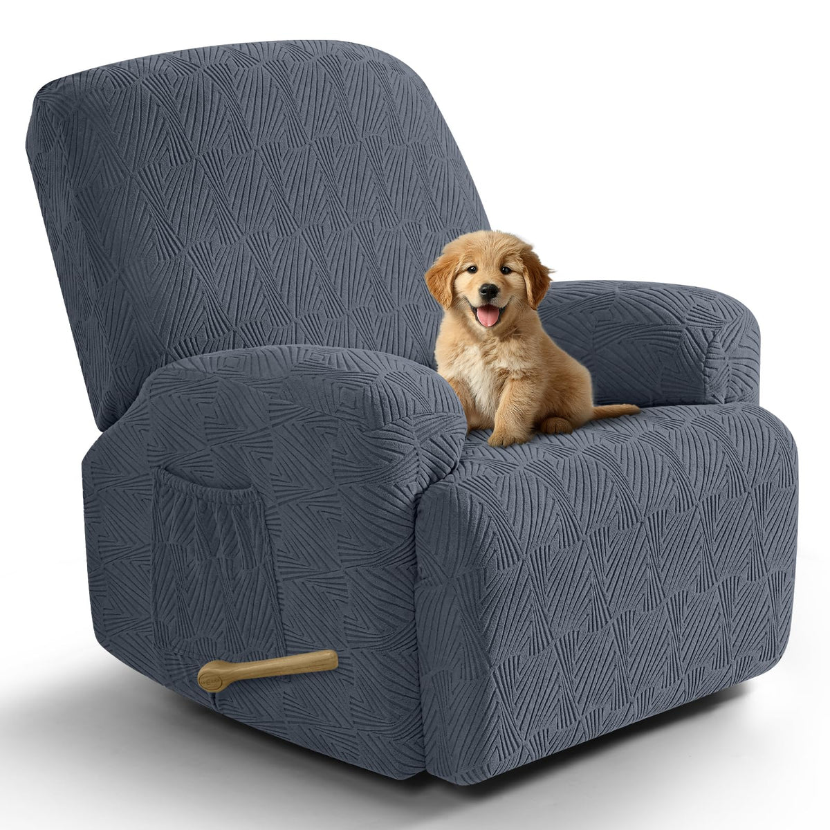 VANSOFY recliner seat cover gray provides snug protection for daily use.