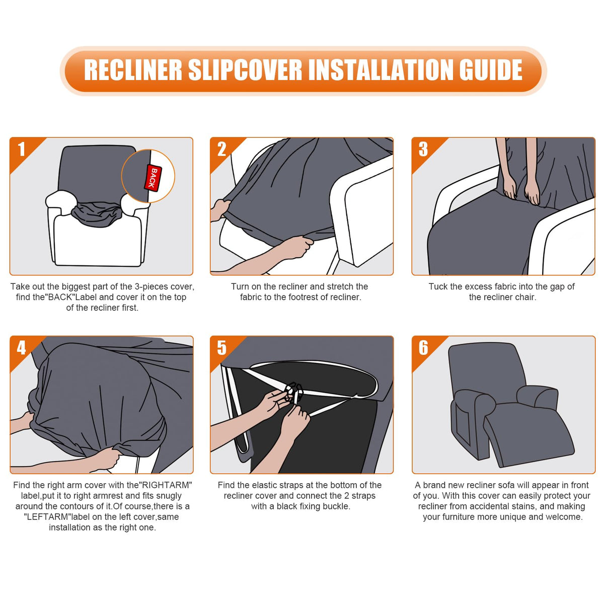 VANSOFY recliner cover in action protecting furniture from pets and spills.