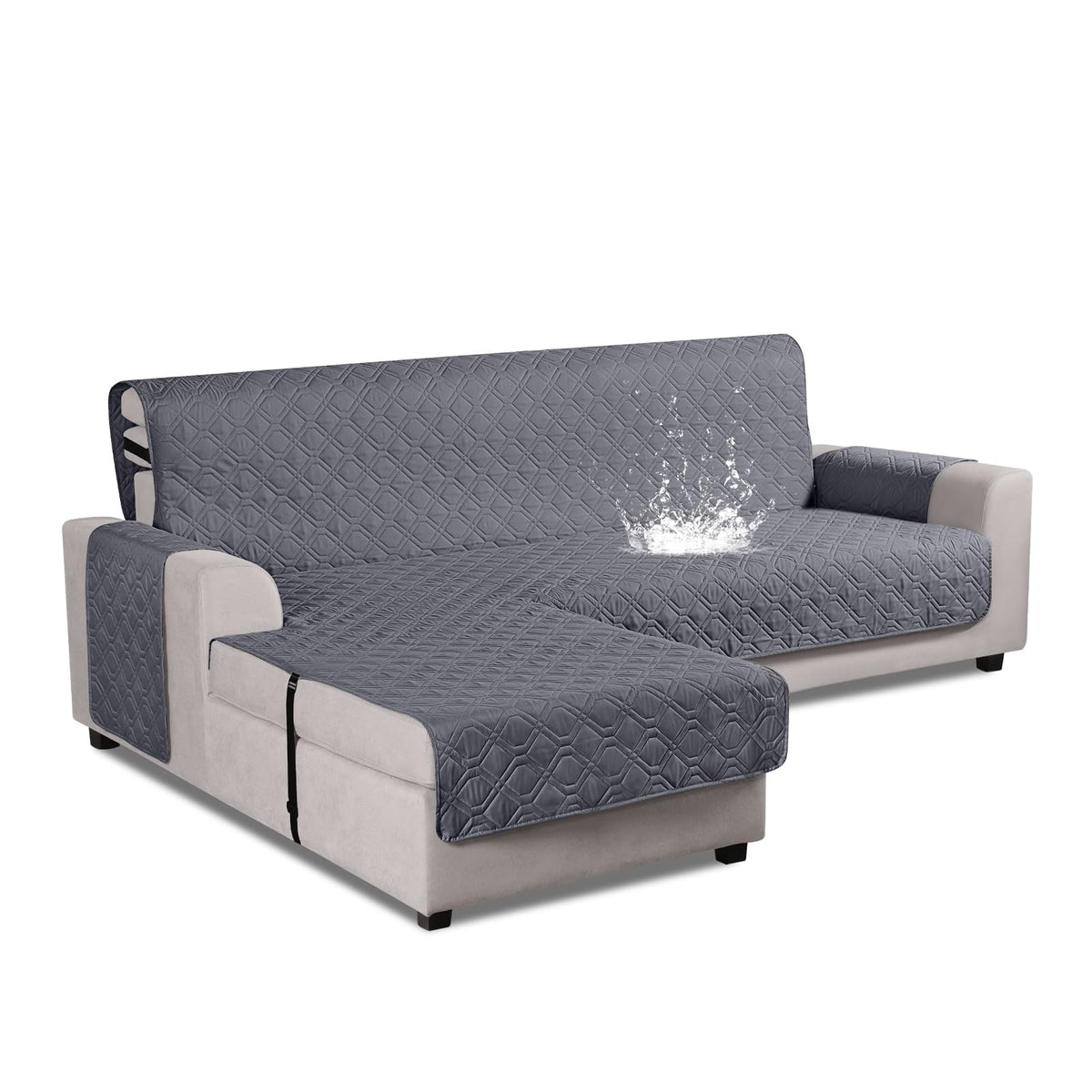 VANSOFY upgraded sectional couch cover in L-shape provides secure protection.