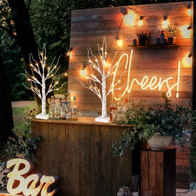 Vanthylit white birch tree timer feature for easy evening lighting.