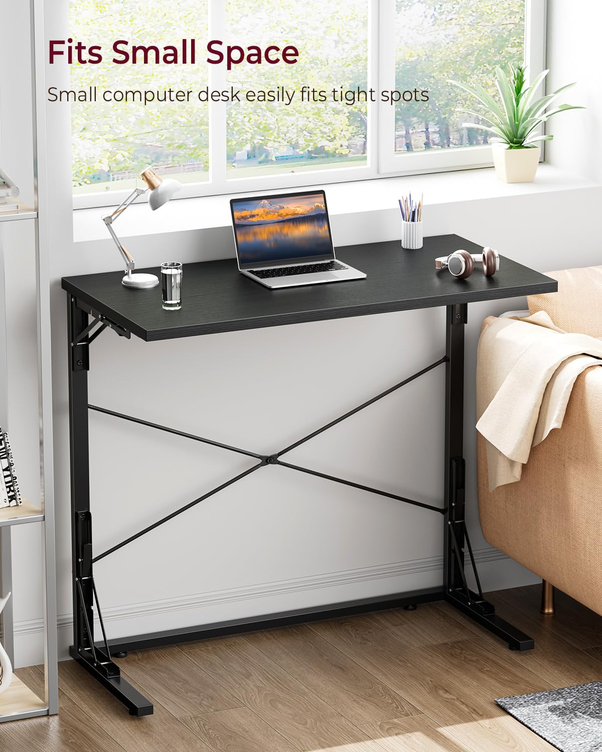 Vantic 31.5-inch folding desk top close-up, scratch-resistant MDF.