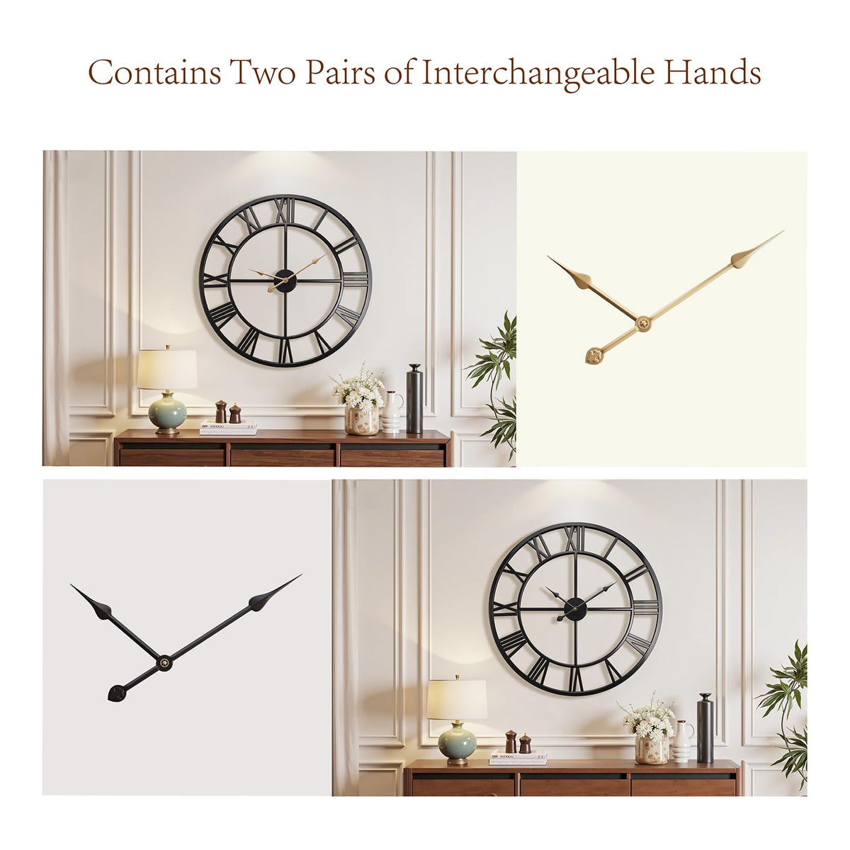 Vantic battery-operated metal clock combines durability with sleek modern style.