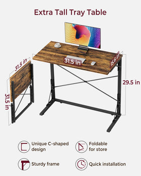 Vantic folding desk mechanism closeup illustrating simple fold for storage