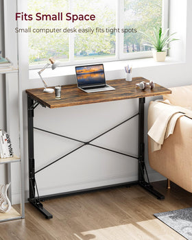 Vantic folding desk side profile highlighting space-saving legs for legroom