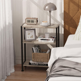 Vantimo 3-Tier Side Table with adjustable feet ensures level placement on diverse floors.