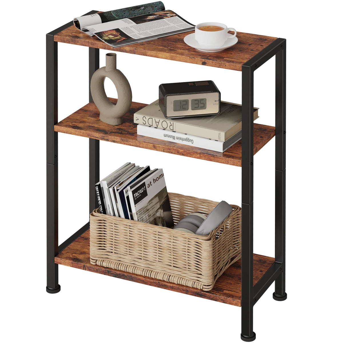 Vantimo 3-tier side table in a small-space layout, perfect beside a sofa for keep-sake items.