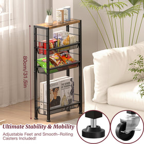 Vantimo Slim Rolling Cart living room storage for snacks and magazines