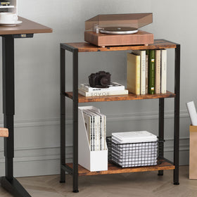 Vantimo sofa side table with lacquered iron creates a modern, durable surface.