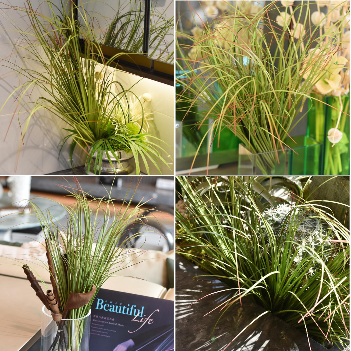VANTREE vase-not-included setup ideas with tall grass stems for versatile styling.