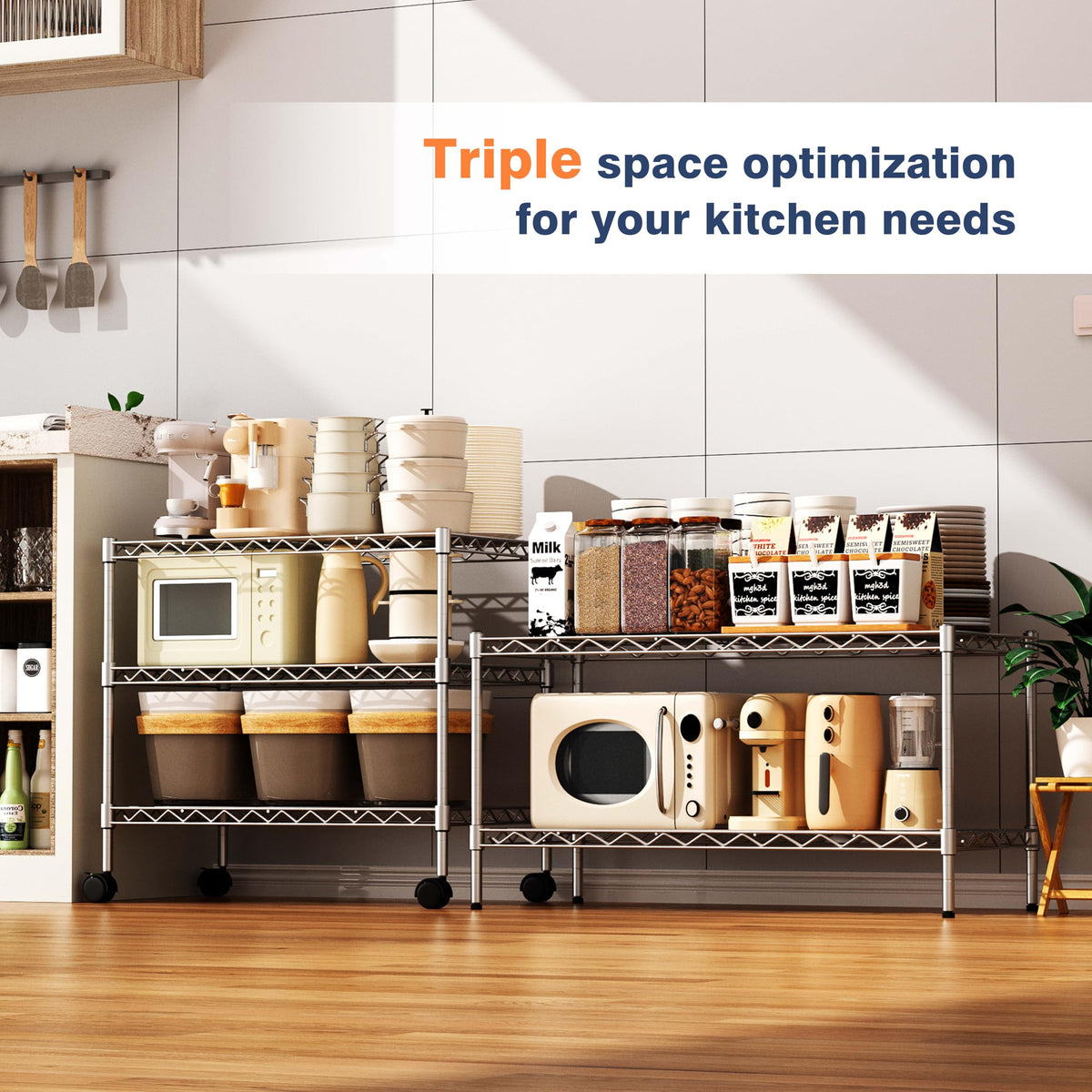VANZBON 2-tier shelving side view highlights space-saving design.