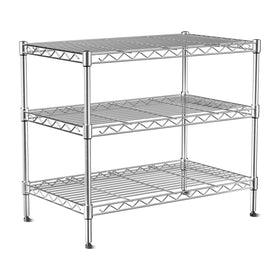 VANZBON three-tier shelf side view for sturdy heavy item storage.