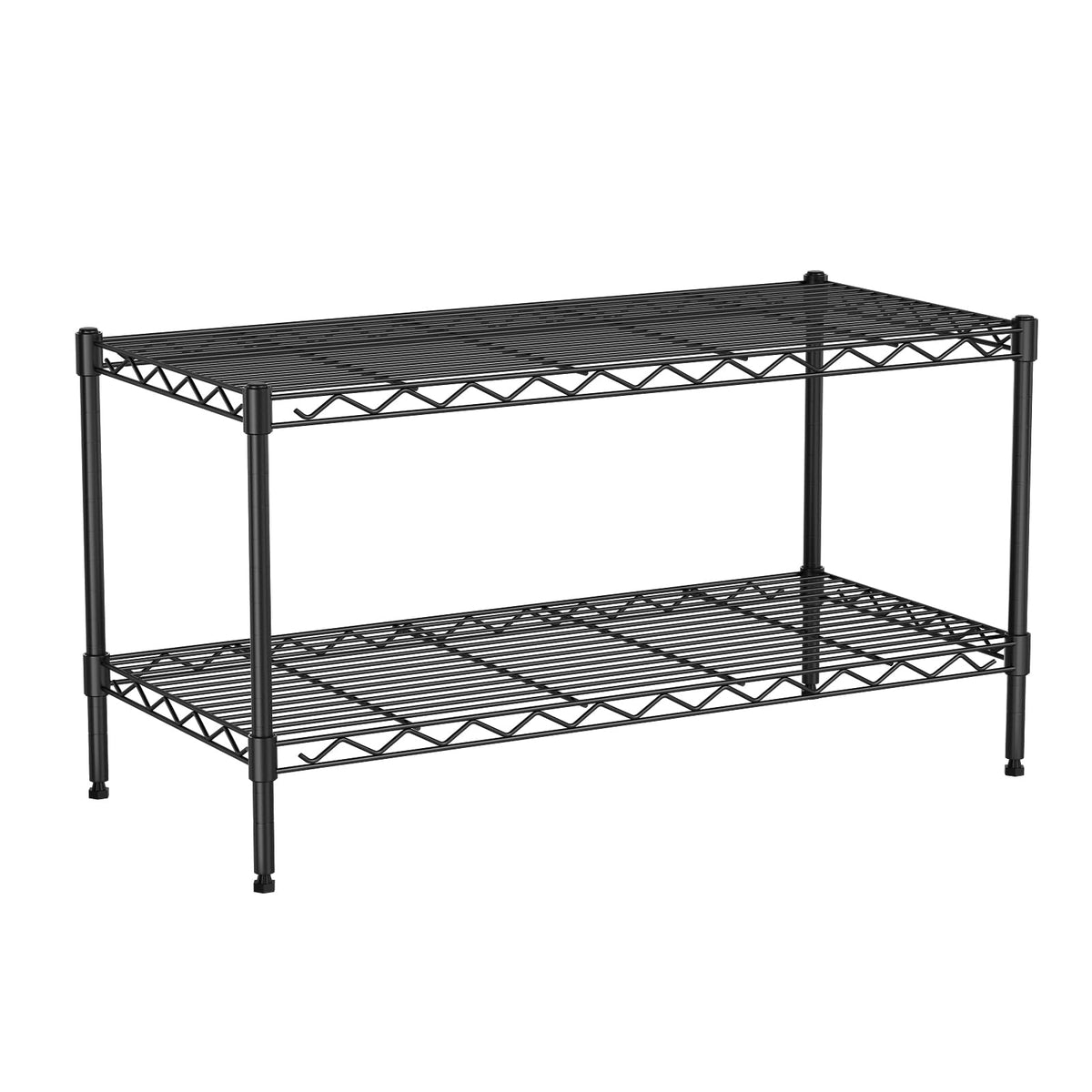 VANZBON front view of the 2-Tier Shelving Unit shows solid build and stability.