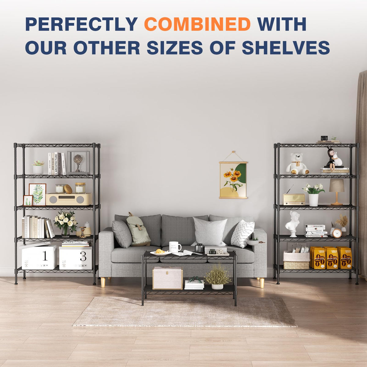 VANZBON heavy-load-capacity shelves support kitchen, garage, and workshop storage.