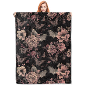 VANZEV Gothic Blanket with floral bat pattern for cozy, decorative bedding