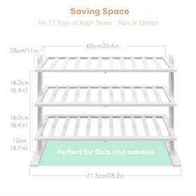 Varhomax white bamboo rack in closet displays organized shoes.