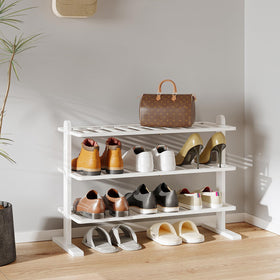 Varhomax white bamboo shoe rack close-up shows smooth finish and durability.